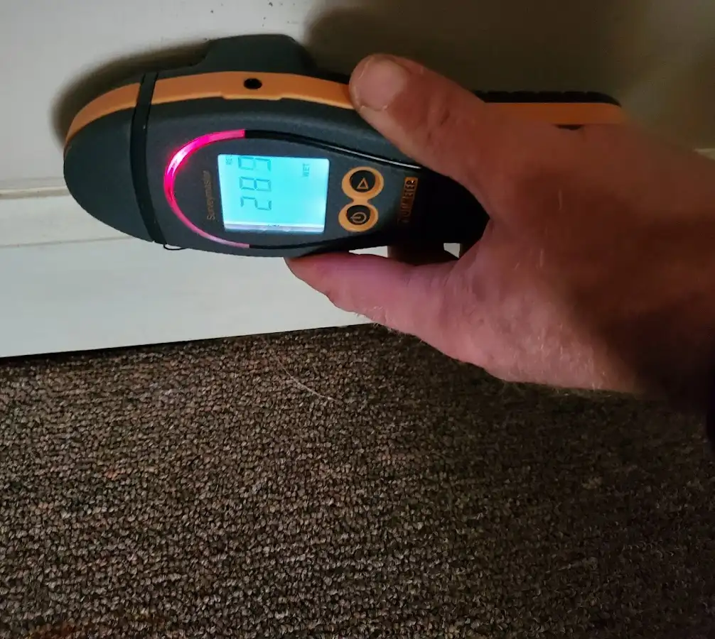 Moisture detection at baseboard during Burst Pipe Cleanup in Prosser